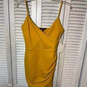 Vince Camuto Mustard Yellow Spaghetti Strap Sheath Dress